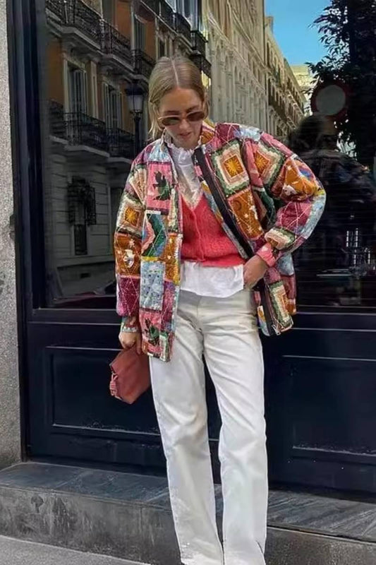 Amora™ Vintage Baskılı Ceket