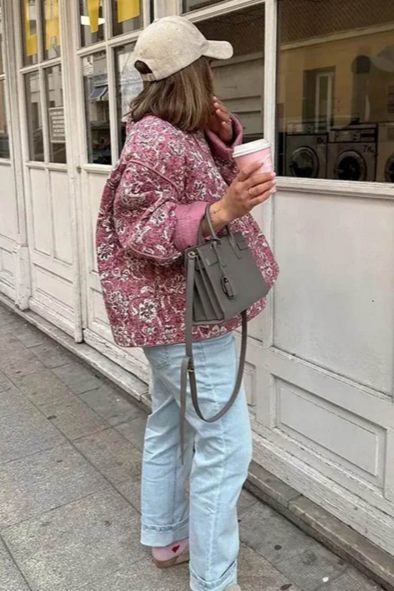 Amora™ Vintage Çiçekli Kapitone Ceket