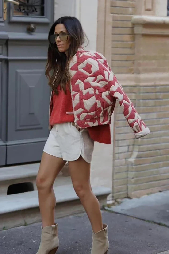 Amora™ Pacino Patchwork Kırpılmış Bomber Ceket