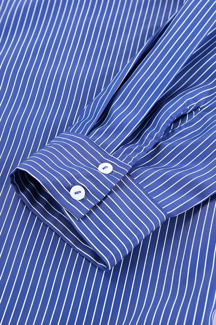 Amora™ Patchwork Çizgili Bol Uzun Kollu Bluz