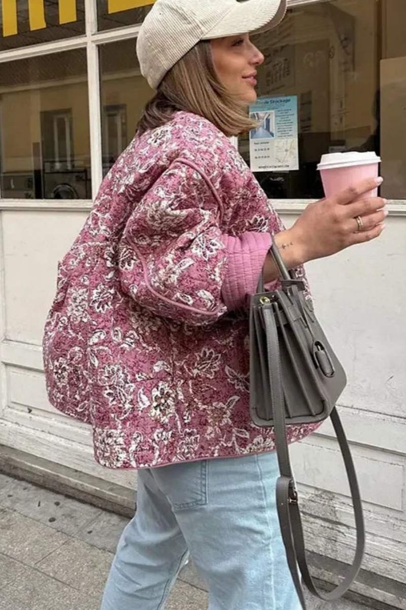 Amora™ Vintage Çiçekli Kapitone Ceket