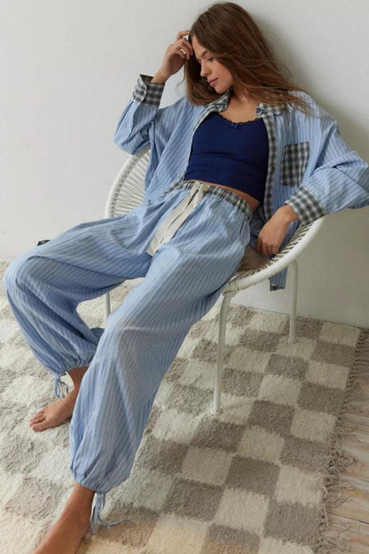 Amora™ Gök Mavisi Bol Ek Parçalı Pijama Takımı