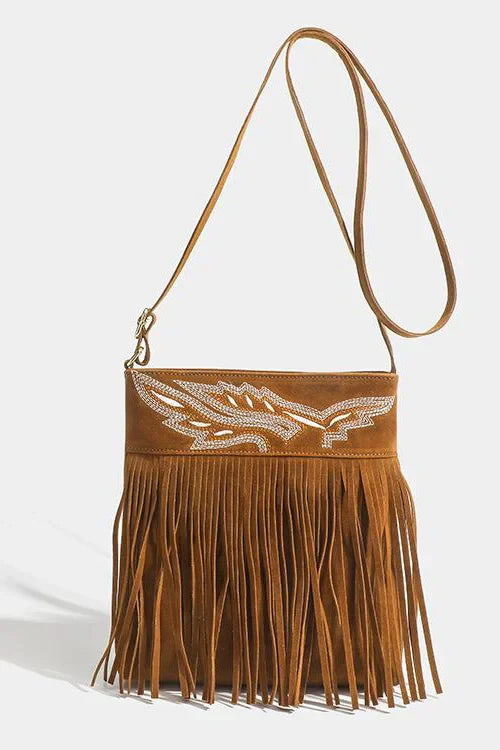 Amora™ Western Cowboy Kahverengi Saçaklı Çapraz Çanta