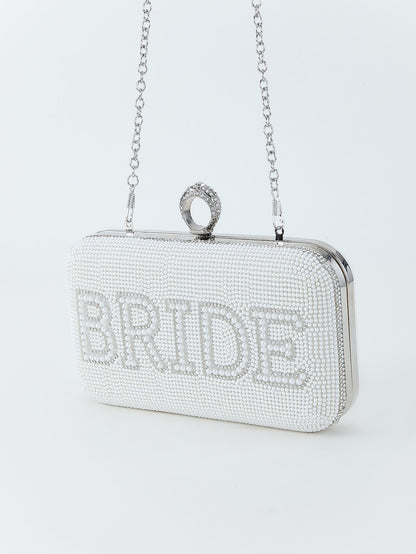 Amora™ Bride To Be Payetli Çanta - Beyaz/Gümüş