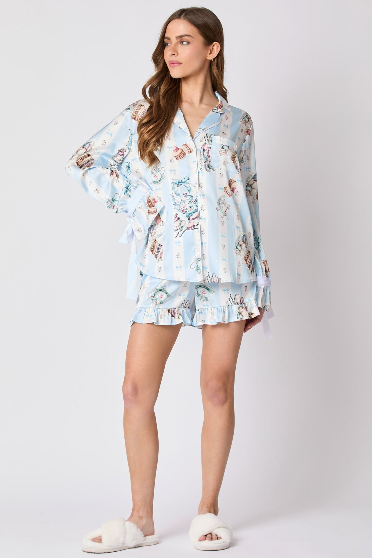 Amora™ Çay Partisi Desenli Papyon Pijama Takımı