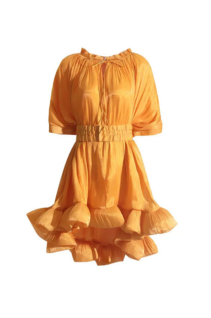 Amora™ Eartha Cape Etkili Volanlı Mini Elbise