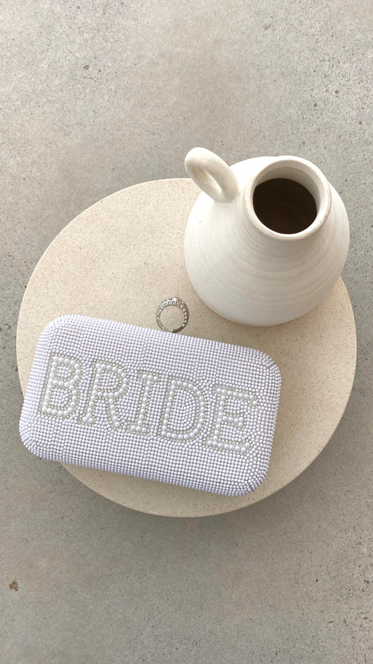 Amora™ Bride To Be Payetli Çanta - Beyaz/Gümüş