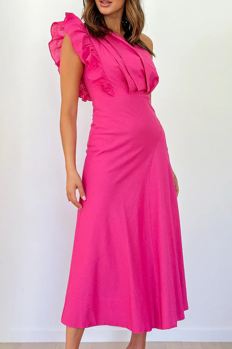 Amora™ Stassie Midi Elbise - Pembe