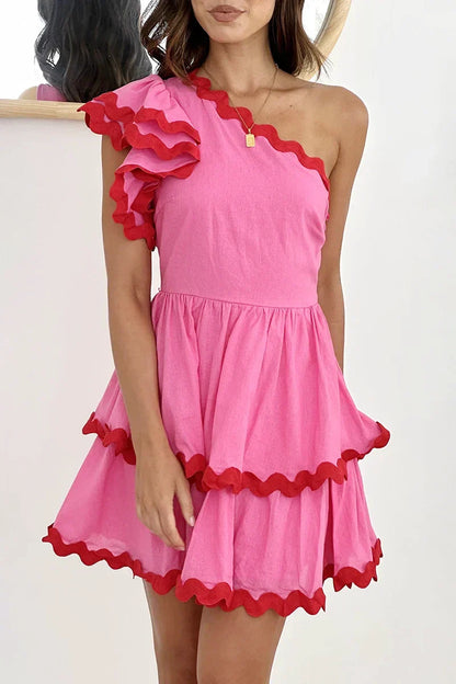 Amora™ Daisuke Mini Elbise - Pembe / Kırmızı