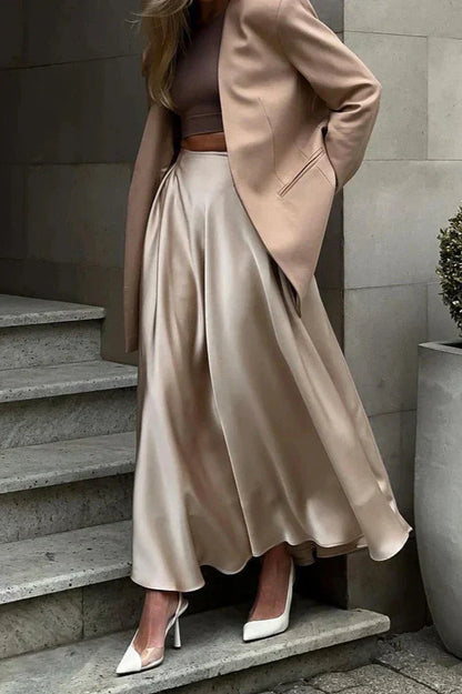 Amora™ Aubrey Saten Midi Etek