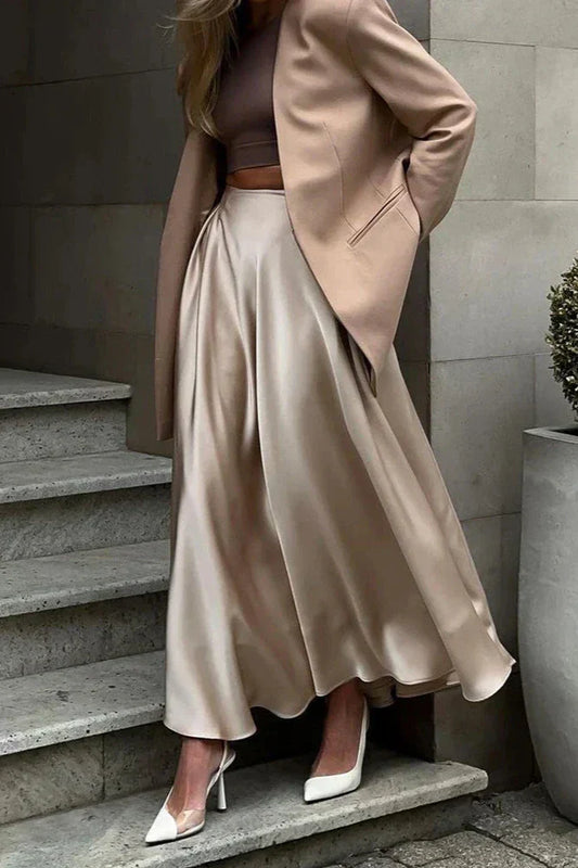 Amora™ Aubrey Saten Midi Etek
