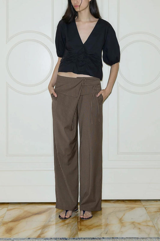 Amora™ Katlanmış Çizgili Pantolon