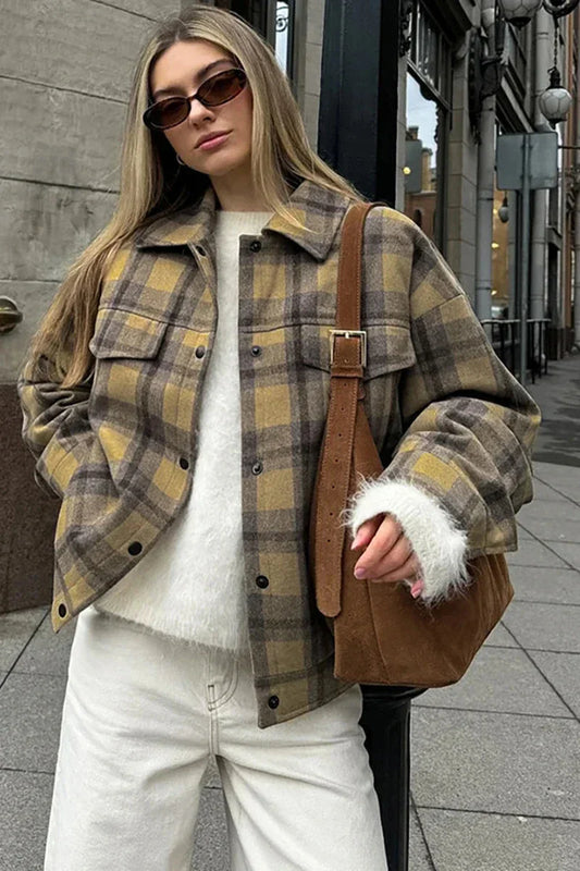 Amora™ Klasik Ekose Günlük Yaka Ceket