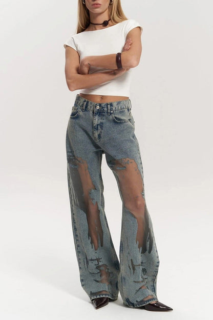 Amora™ Trixie Mavi Şeffaf Kot Pantolon