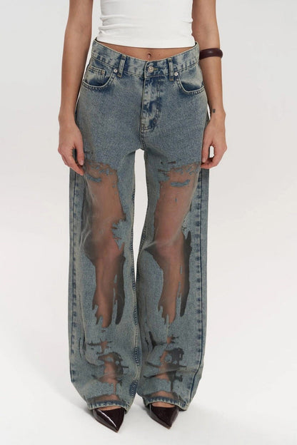 Amora™ Trixie Mavi Şeffaf Kot Pantolon