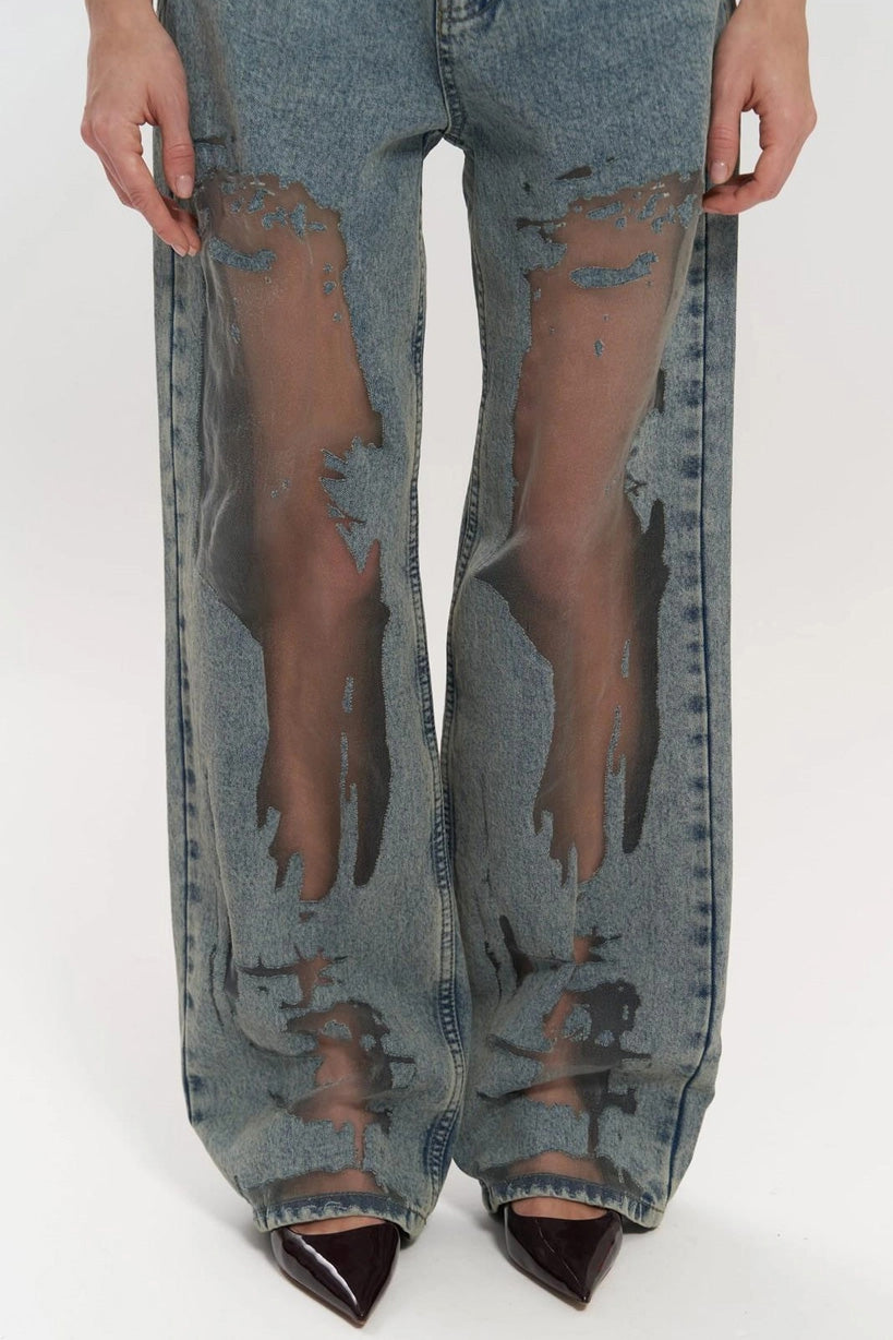Amora™ Trixie Mavi Şeffaf Kot Pantolon