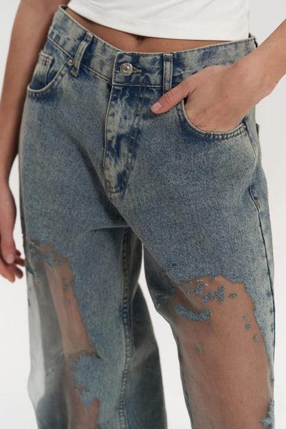 Amora™ Trixie Mavi Şeffaf Kot Pantolon