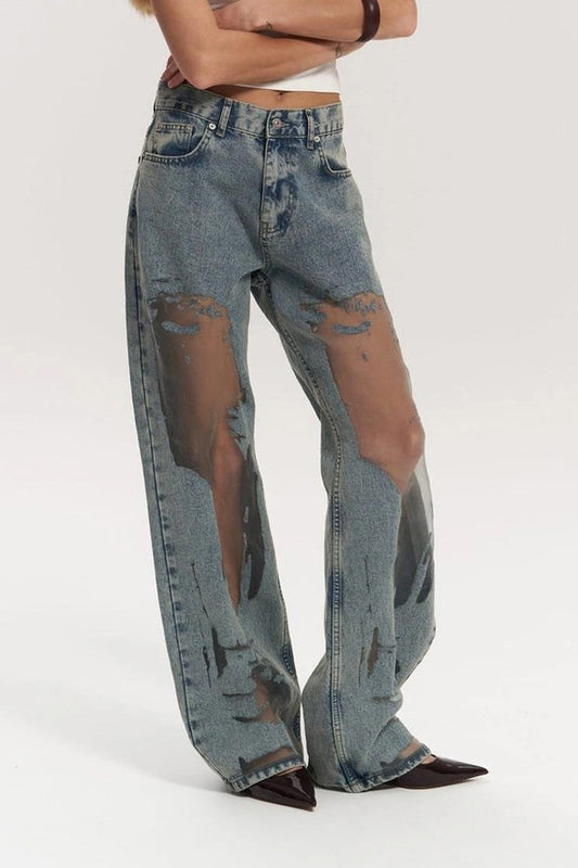 Amora™ Trixie Mavi Şeffaf Kot Pantolon