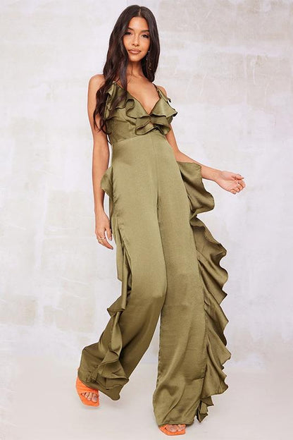 Amora™ Agnes Ruffle V yakalı tulum
