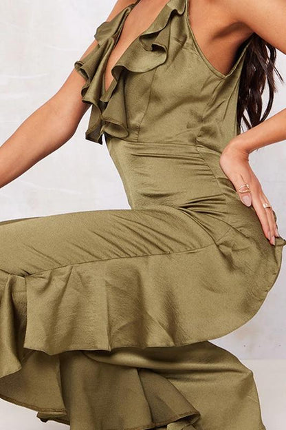 Amora™ Agnes Ruffle V yakalı tulum