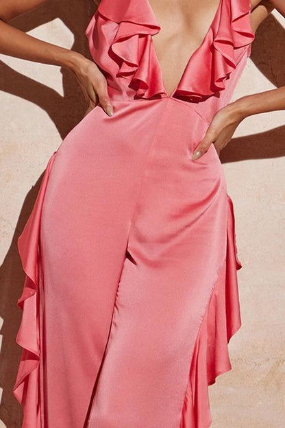 Amora™ Agnes Ruffle V yakalı tulum