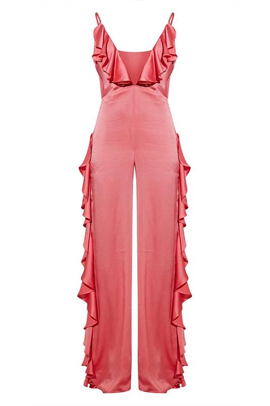 Amora™ Agnes Ruffle V yakalı tulum