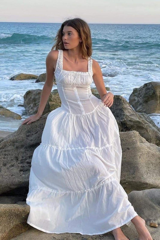Amora™ Anastasia Ruffle Yarı Şeffaf Uzun Elbise
