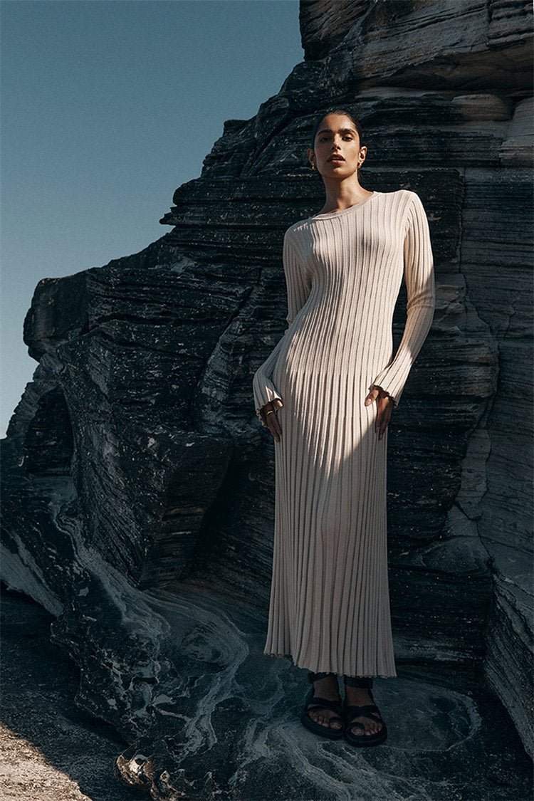 Amora™ Antonia Rib Flare Maxi Örgü Elbise