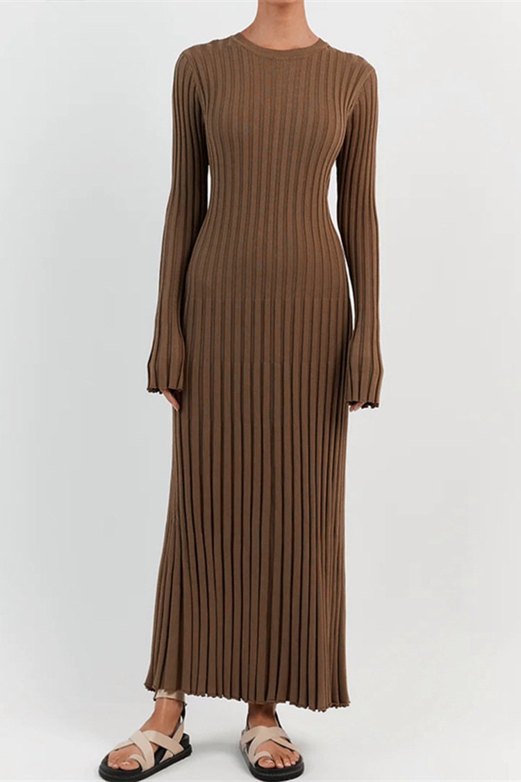 Amora™ Antonia Rib Flare Maxi Örgü Elbise