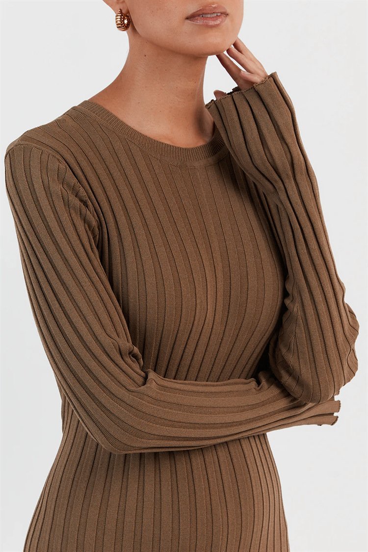 Amora™ Antonia Rib Flare Maxi Örgü Elbise