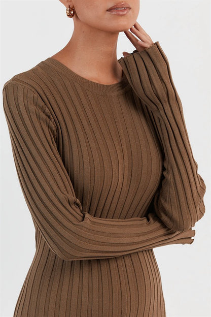 Amora™ Antonia Rib Flare Maxi Örgü Elbise