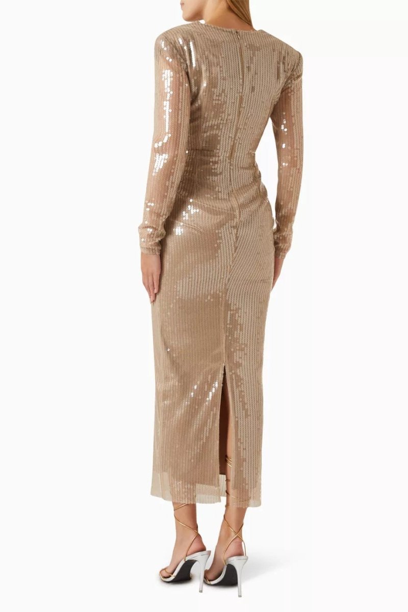 Amora™ Cathy Flower Payetli Midi Elbise