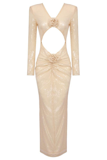 Amora™ Cathy Flower Payetli Midi Elbise