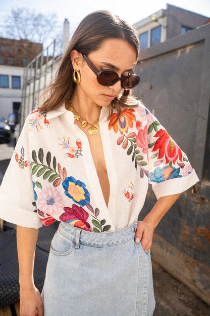 Amora™ Carla Floral Print Short-Sleeved Shirt