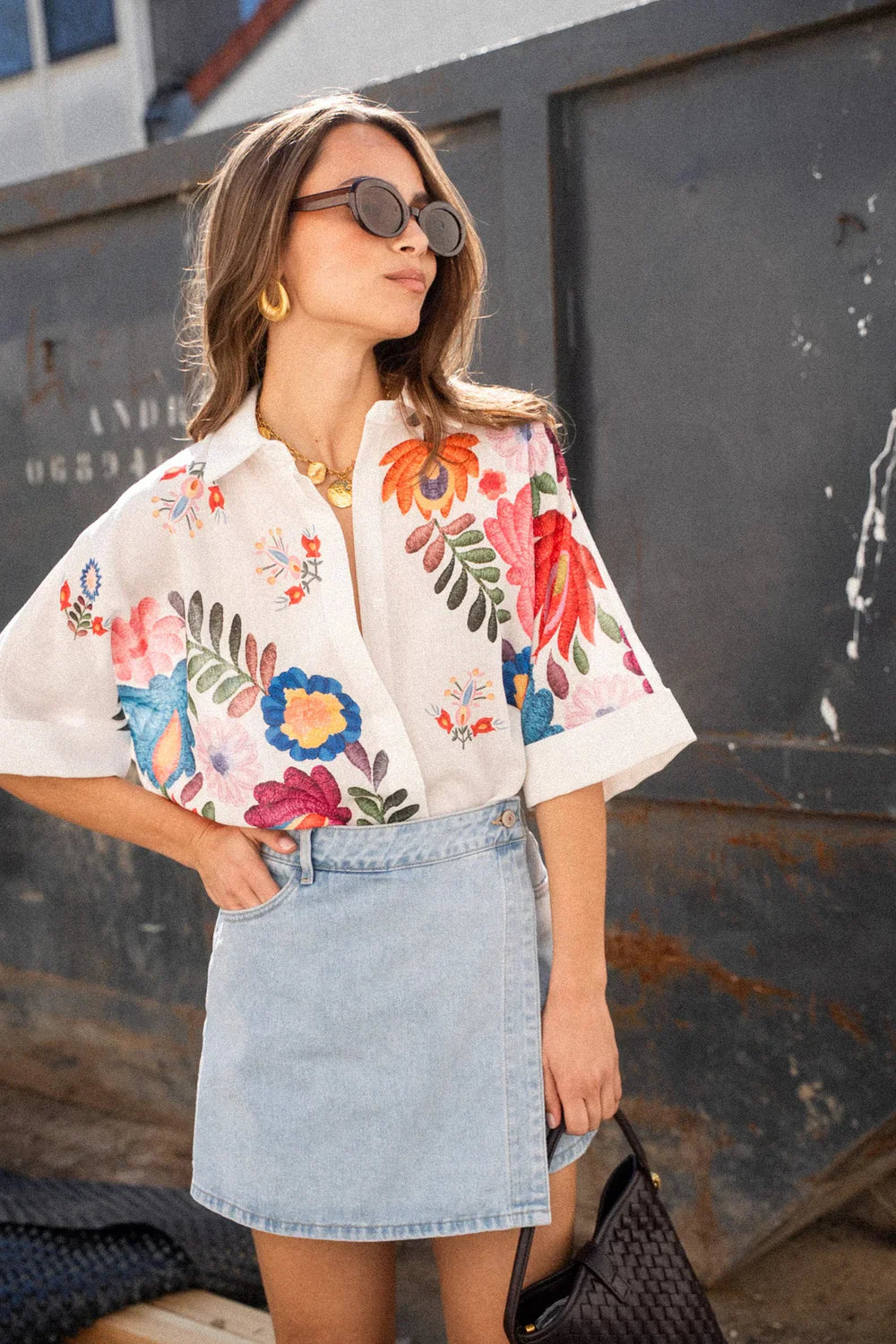 Amora™ Carla Floral Print Short-Sleeved Shirt