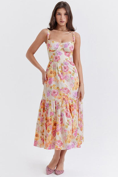 Amora™ Cottie Baskılı Flare Midi Elbise