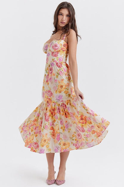 Amora™ Cottie Baskılı Flare Midi Elbise
