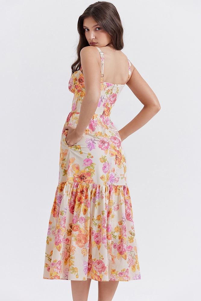 Amora™ Cottie Baskılı Flare Midi Elbise