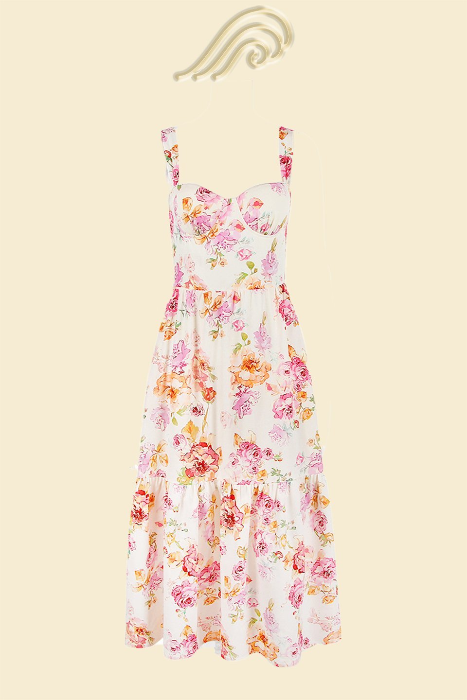 Amora™ Cottie Baskılı Flare Midi Elbise