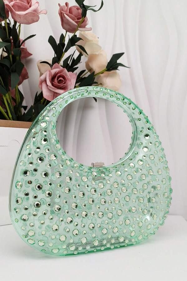 Amora™ Diamante Süslemeli Akrilik Clutch Çanta
