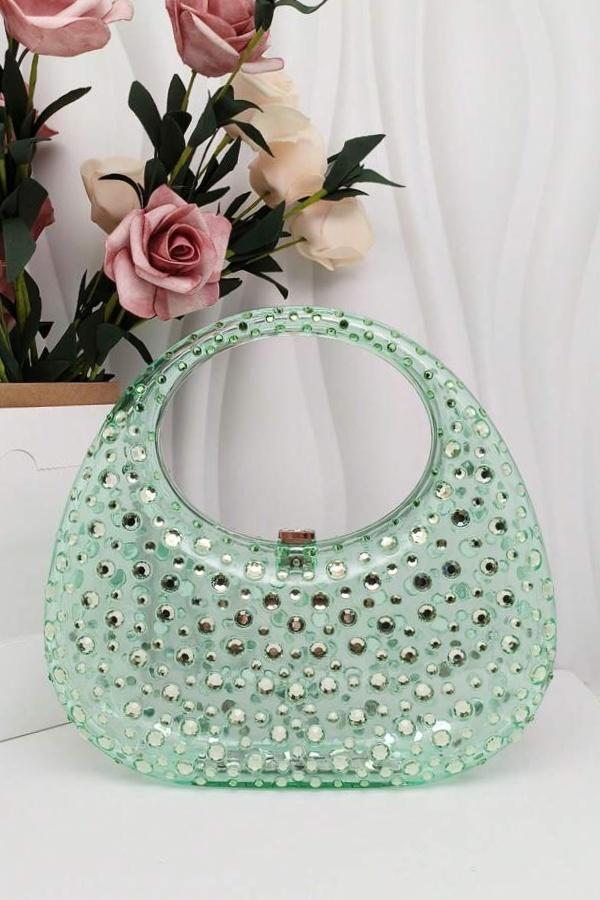 Amora™ Diamante Süslemeli Akrilik Clutch Çanta