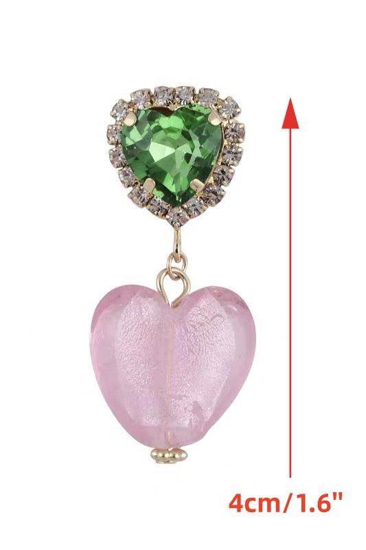 Amora™ Diamante Kalp Kontrast Damla Küpe