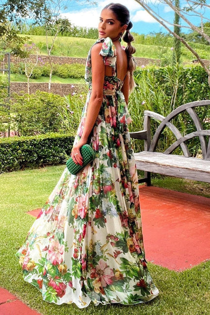 Amora™ Dinah Baskılı Askılı Uzun Elbise