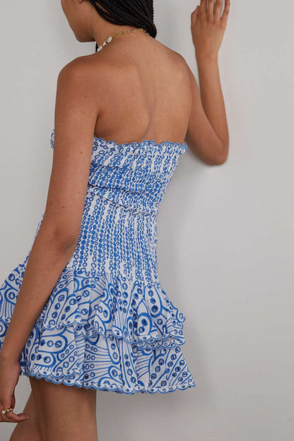 Amora™ Dolly İşlemeli Dantel Straplez Mini Bodycon Elbise