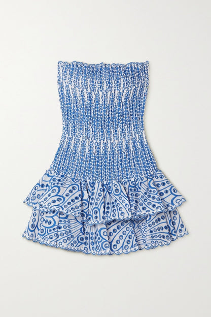 Amora™ Dolly İşlemeli Dantel Straplez Mini Bodycon Elbise