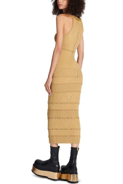 Amora™ Donna İşlemeli Turtleneck Midi Örgü Elbise