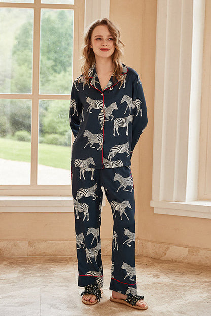 Amora™ Mavi Zebra Desenli Pijama Takımı