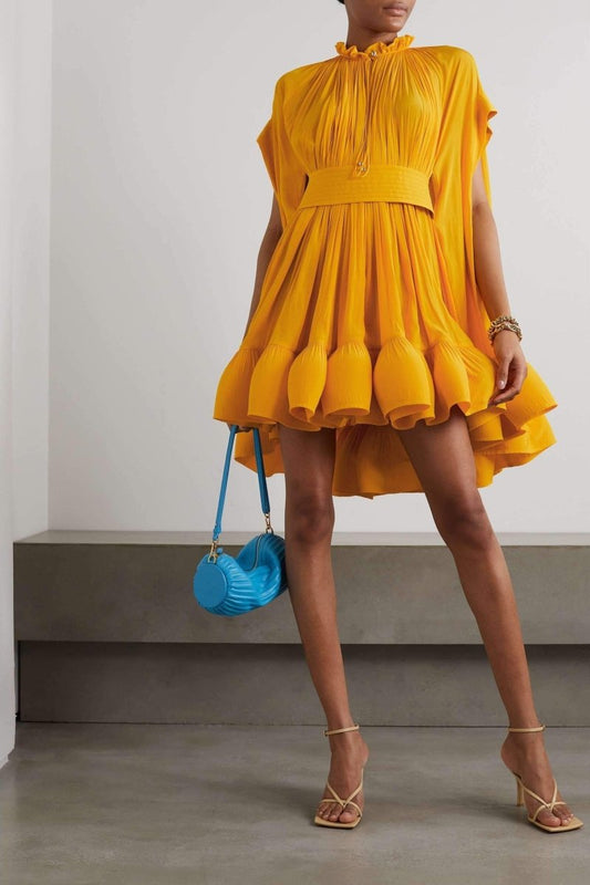 Amora™ Eartha Cape Etkili Volanlı Mini Elbise