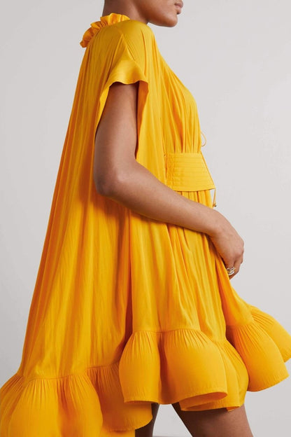 Amora™ Eartha Cape Etkili Volanlı Mini Elbise