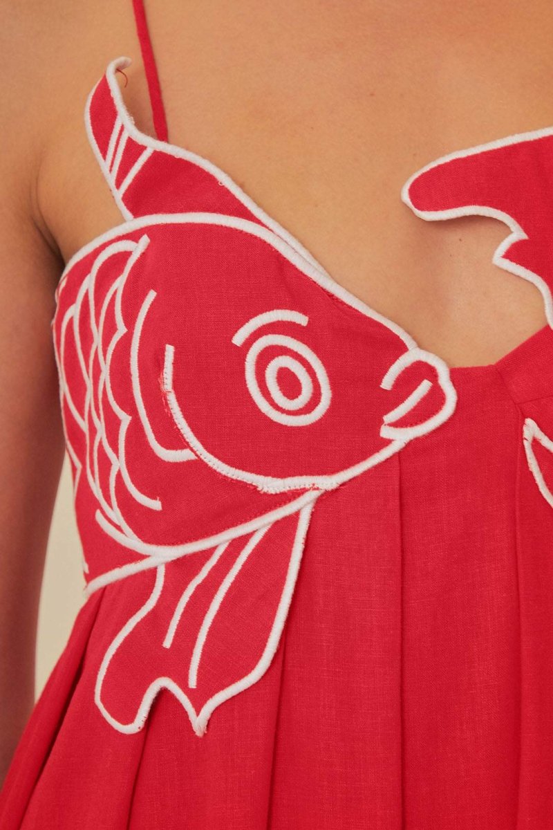 Amora™ Eileen Goldfish İşlemeli Uzun Askılı Elbise